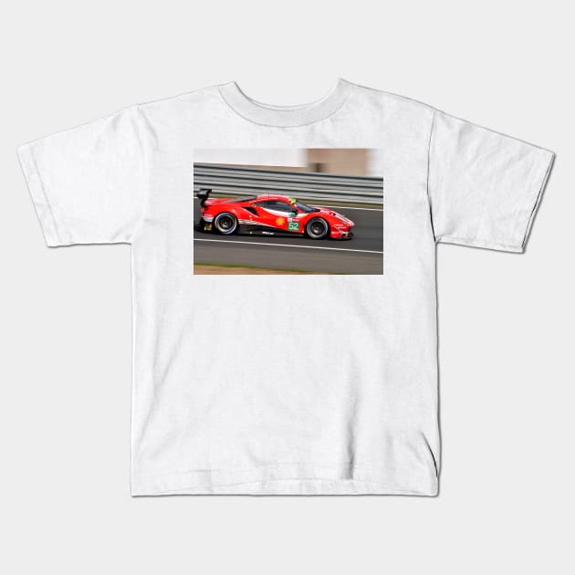 Ferrari 488 GTE EVO 24 Hours Of Le Mans 2018 Kids T-Shirt by AndyEvansPhotos